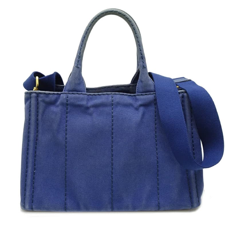 Prada Canapa PM 1BG439 Blue Canvas Tote Bag Vintage Authentic thumbnail 2