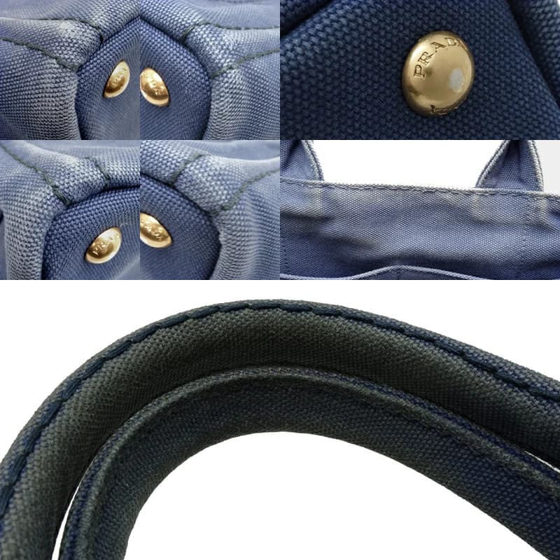 Prada Canapa PM 1BG439 Blue Canvas Tote Bag Vintage Authentic thumbnail 8