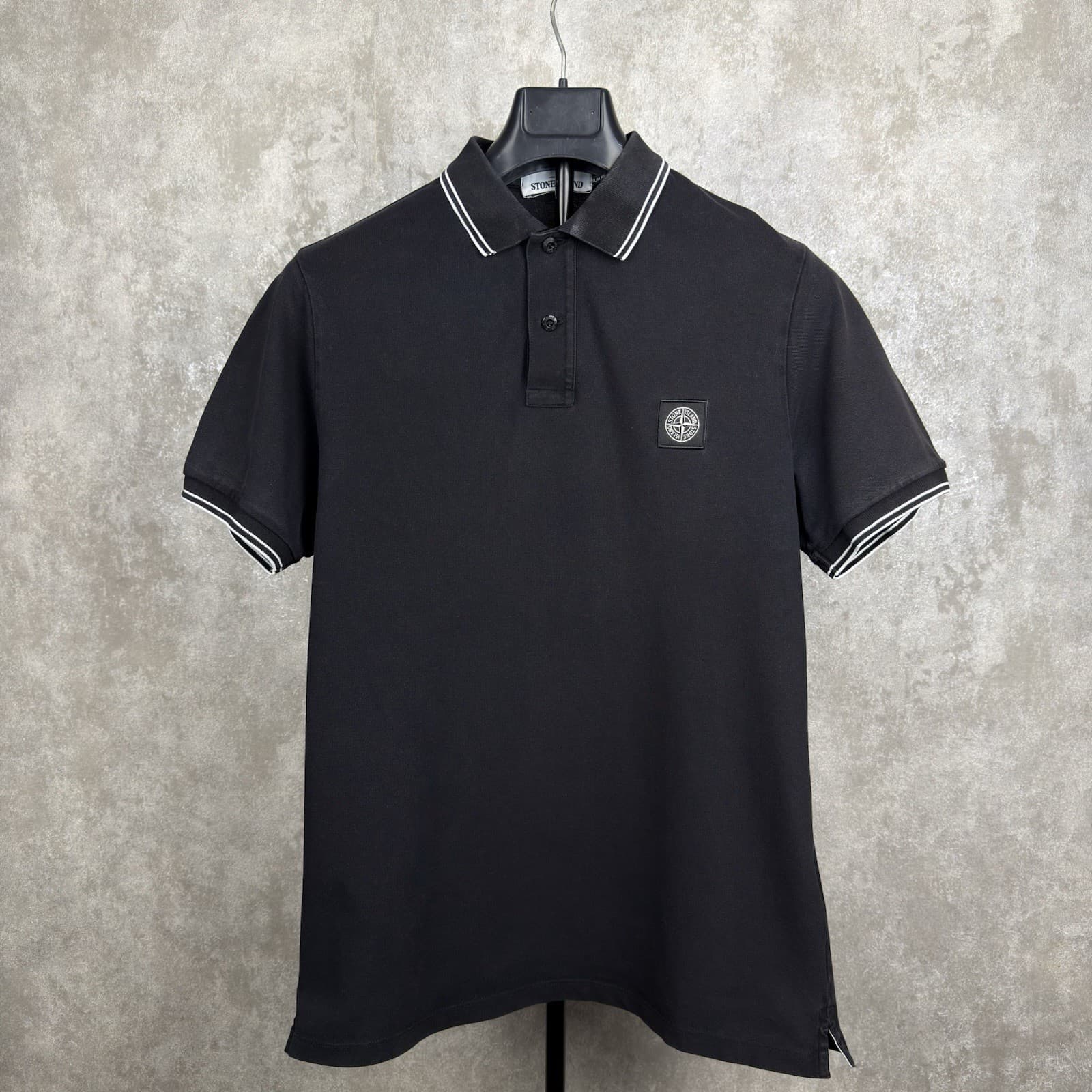 Stone Island Patch Program Polo Shirt Black L Slim Fit Short Sleeve