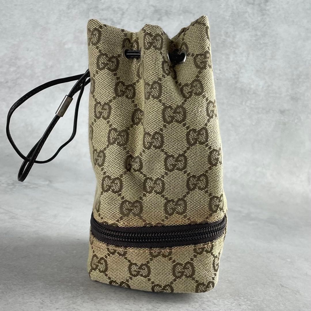 GUCCI GG Drawstring Handbag Pouch Accessory Canvas Beige Logo From Japan Women thumbnail 14