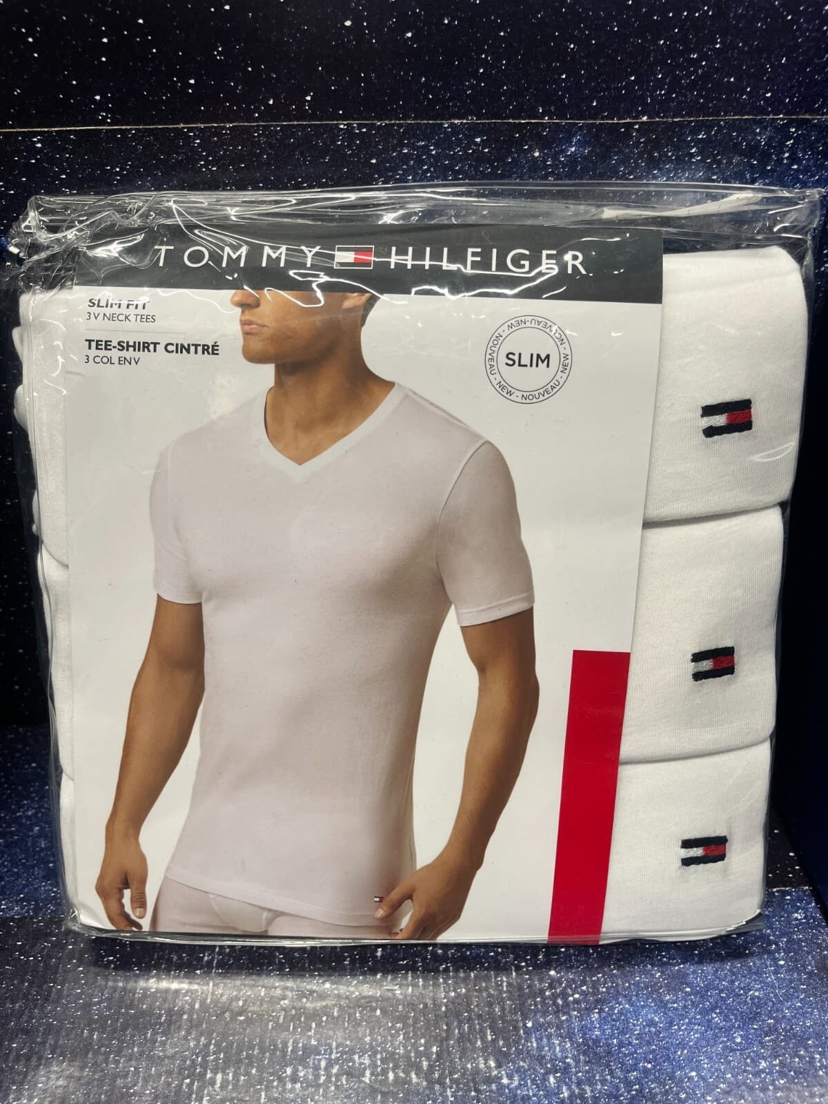 (3 Pack) Tommy Hilfiger White Classic V-Neck T-Shirts - Size: S