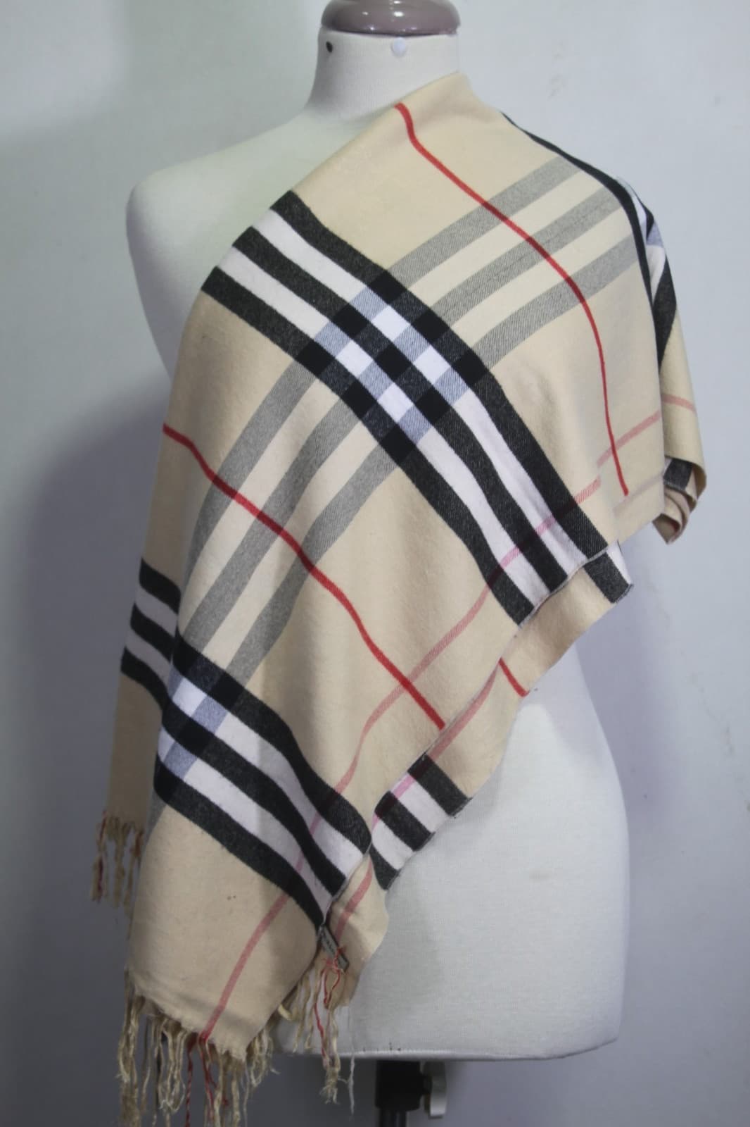 Authentic Burberry Scarf Stole Shawl 100% Cashmere Multicolor Used