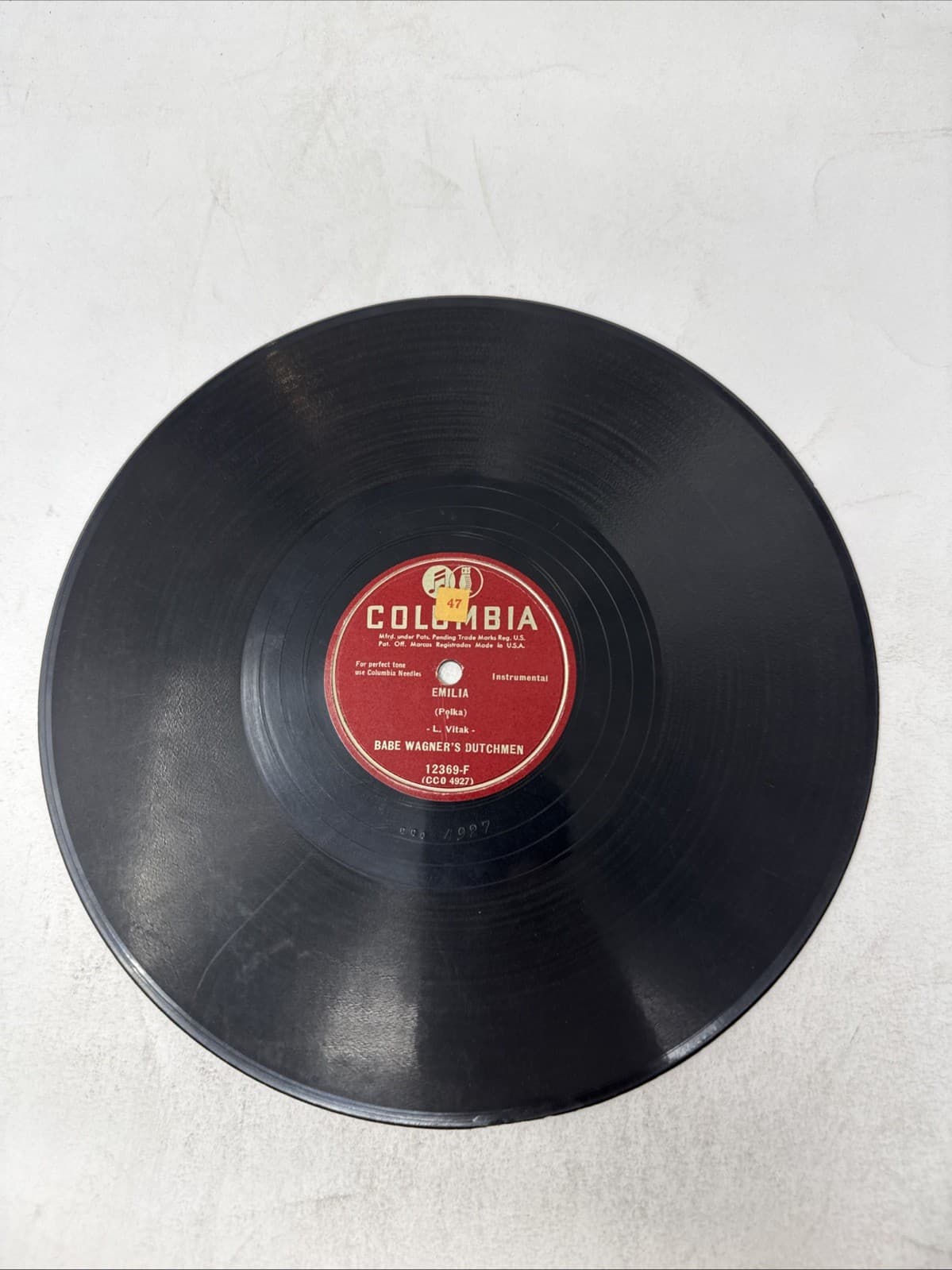 Babe Wagner's Dutchmen Emilia/Chicago 78 RPM Columbia 12369