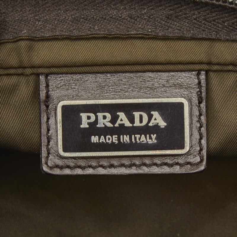Prada Triangular Logo Plate Shoulder Bag Khaki Green Nylon Vintage Authentic thumbnail 7
