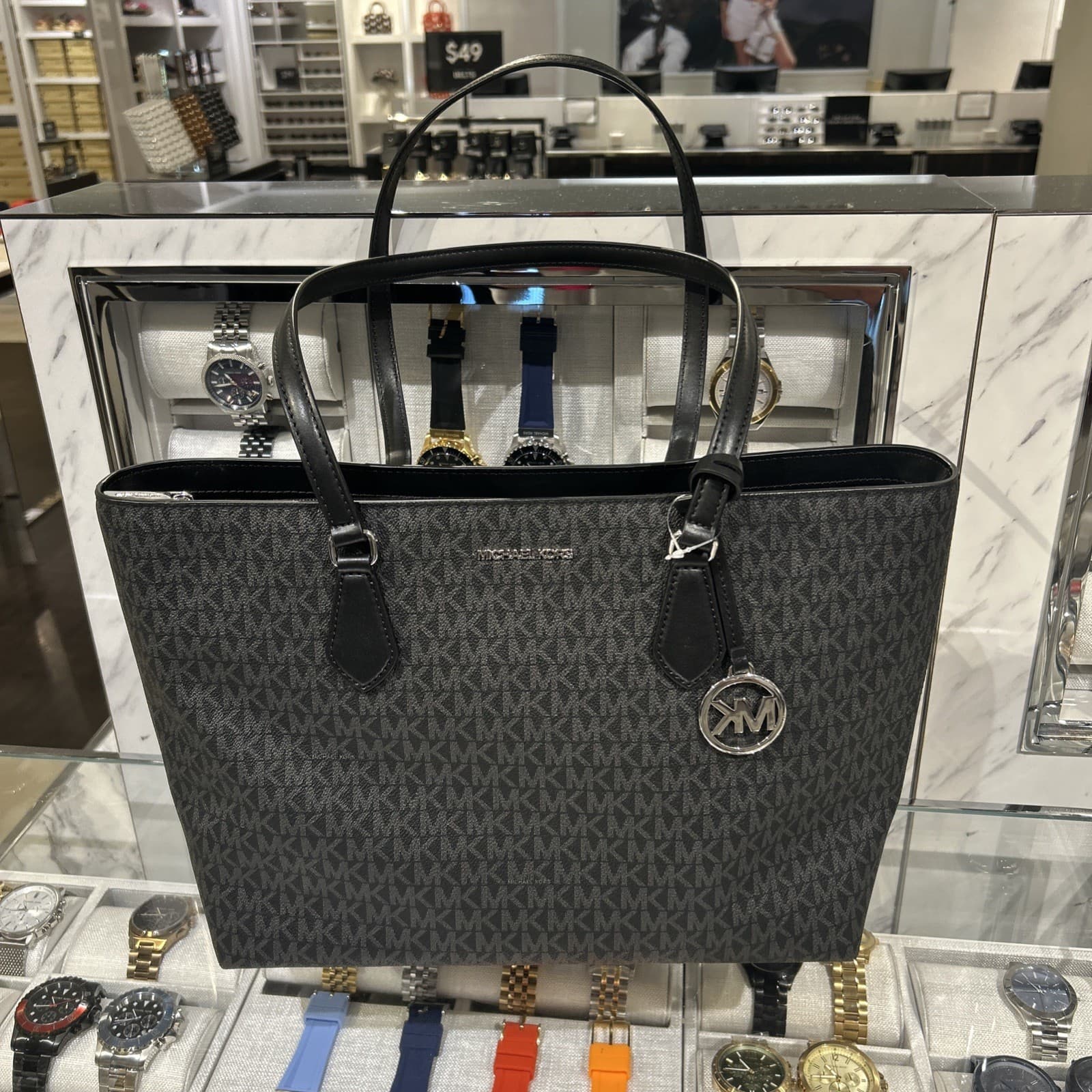 MICHAEL KORS SHEILA LARGE LAPTOP MULTIFUNCTION TOTE SHOULDER BAG MK BLACK