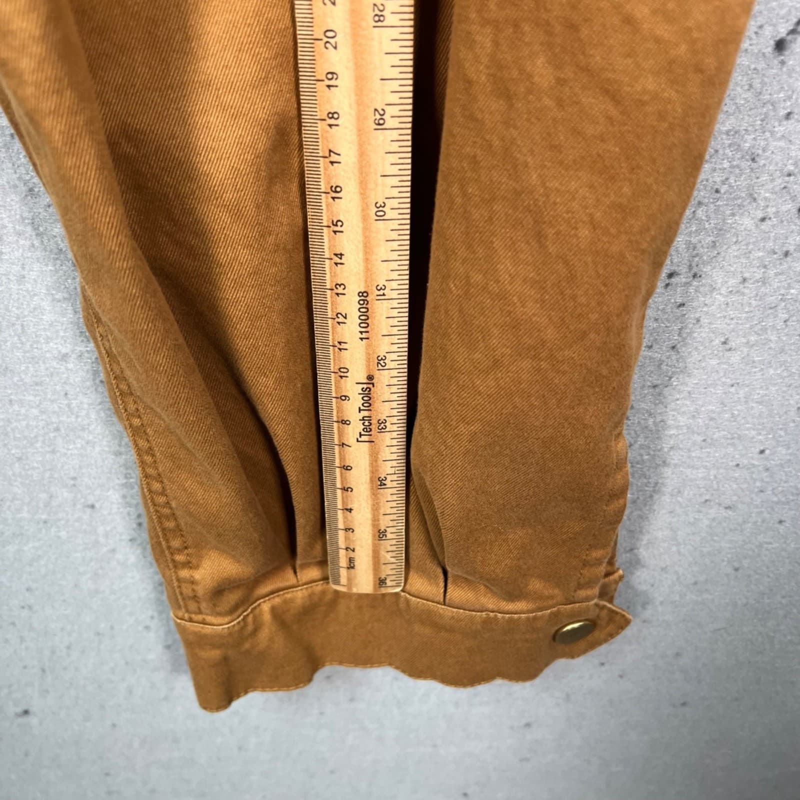 Zara Womens Large Camel Brown High-Waist Cropped Pants With Button Cuff thumbnail 5