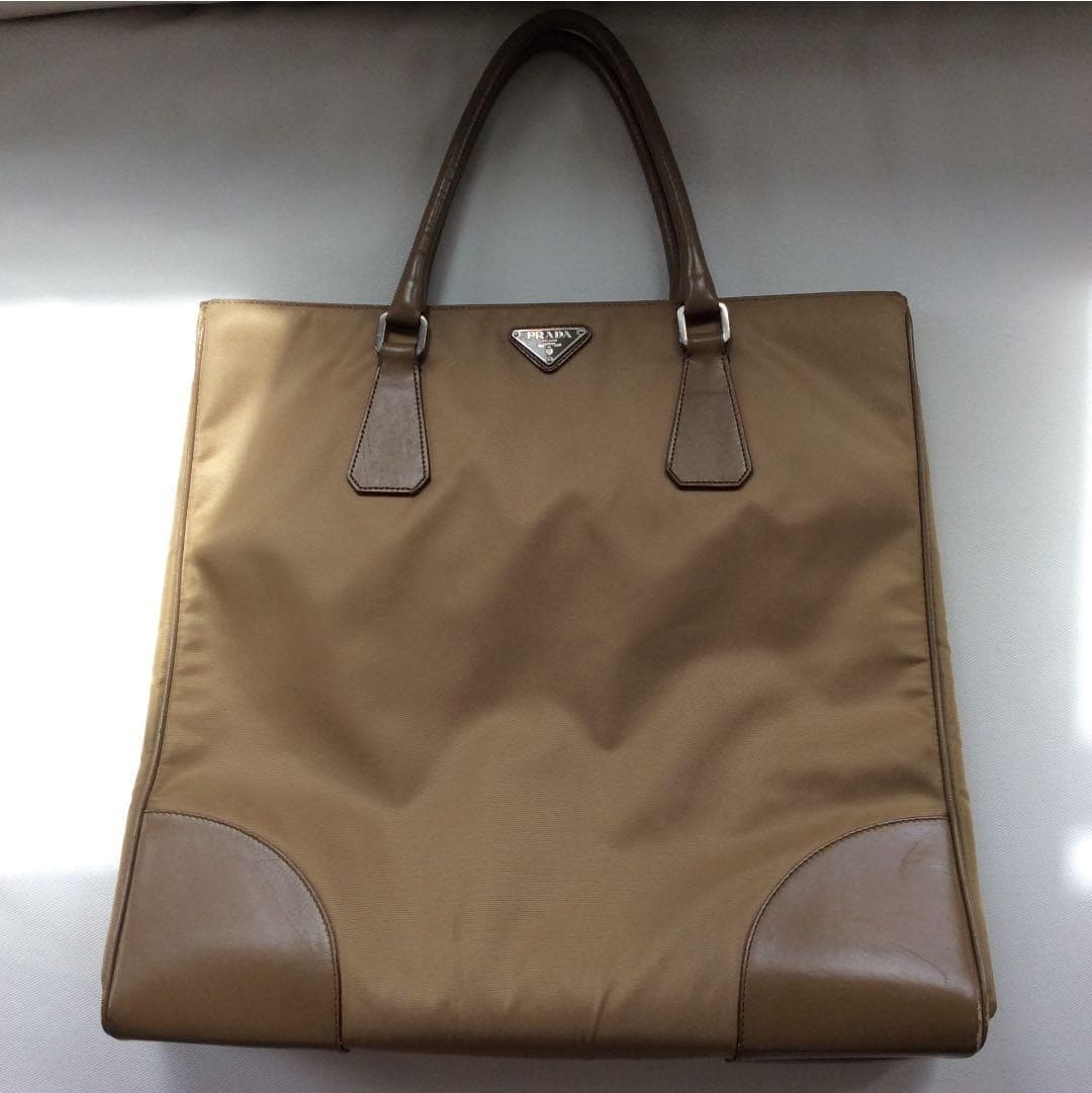 [Used] PRADA Nylon Leather Shoulder Bag Auth Brown Medium Women Italy