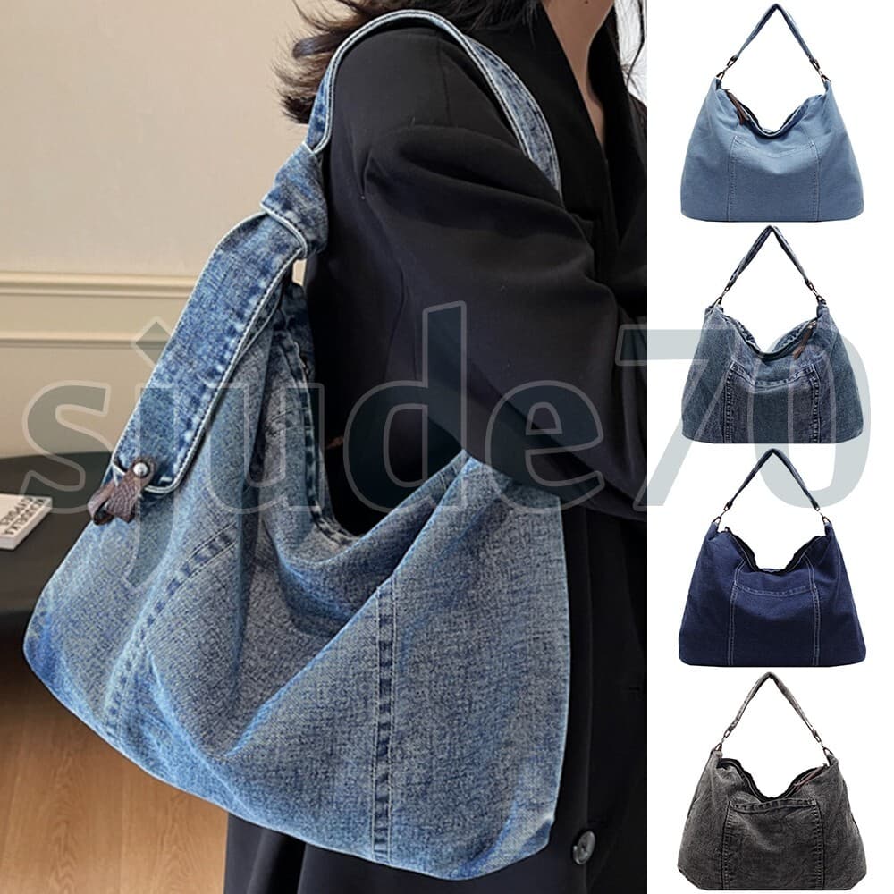 Womens Denim Tote Bag Crossbody Shoulder Handbags Retro Jean Hobo Satchel Travel