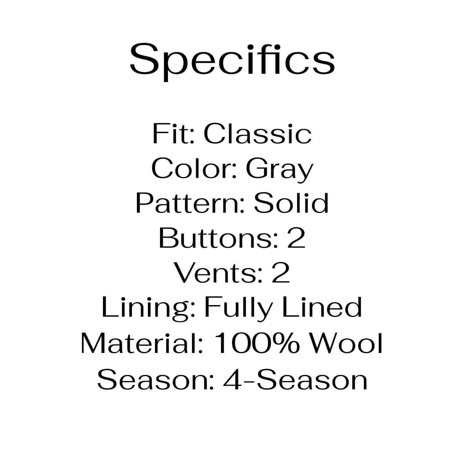 Calvin Klein 36S Gray Sport Coat Blazer Jacket Solid 2-Button Wool thumbnail 4