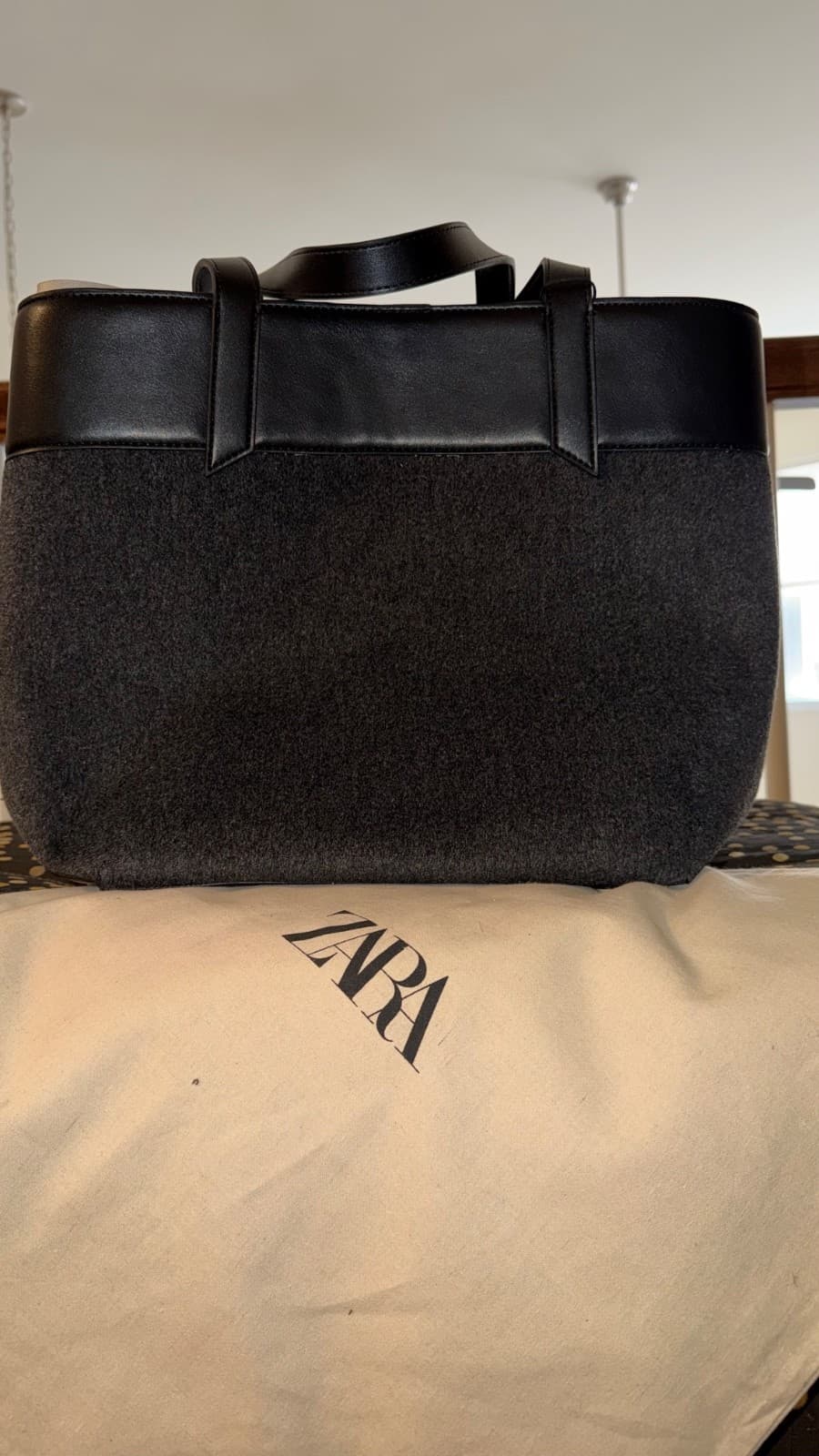 ZARA GREY BLACK TOTE BAG