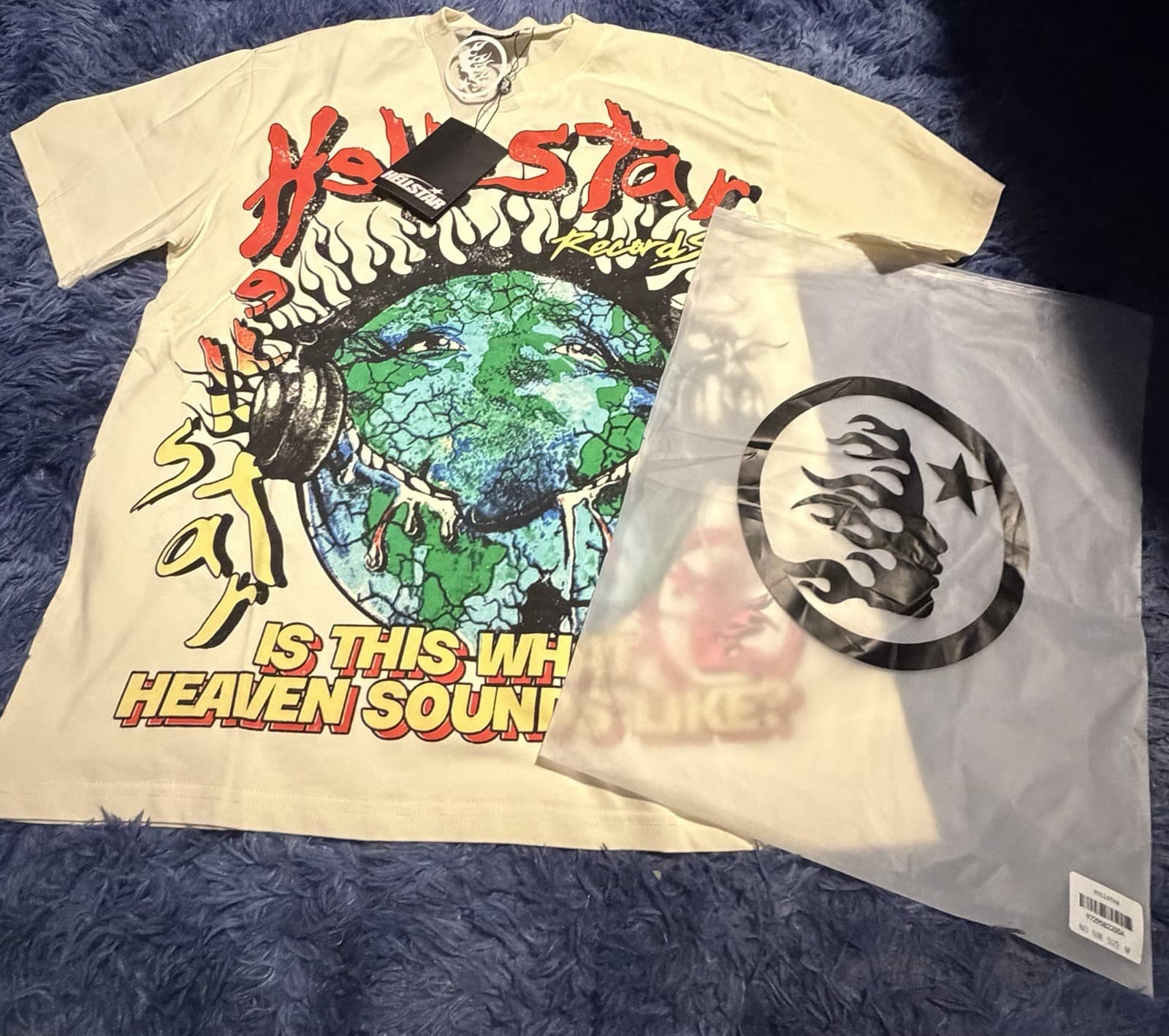 Hellstar Records Heaven On Earth T-shirt Cream Cotton Medium