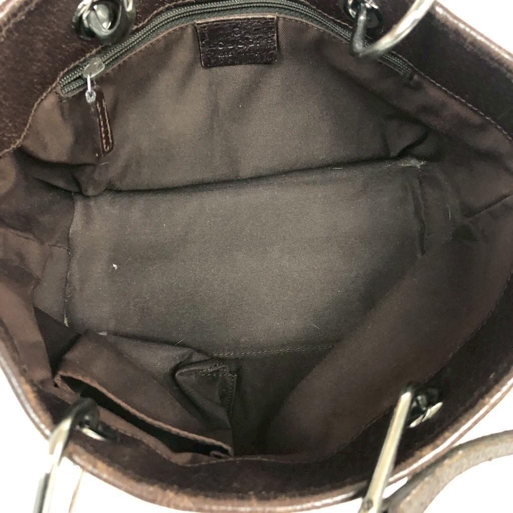 GUCCI GG Hand Bag Leather Brown Beige Silver Hardware Logo From Japan Canvas thumbnail 6