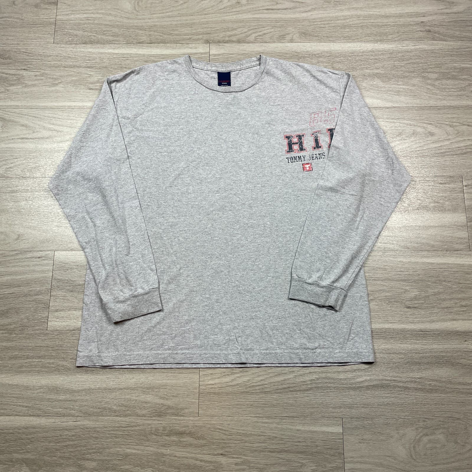 Vintage Tommy Hilfiger Shirt Mens Extra Large Gray 90s Spell Out Hip Hop