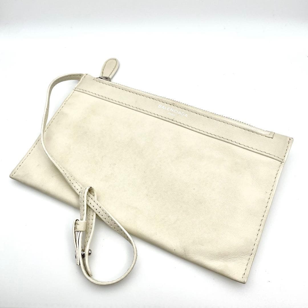 Balenciaga Pouch Ivory Leather Management Number b14