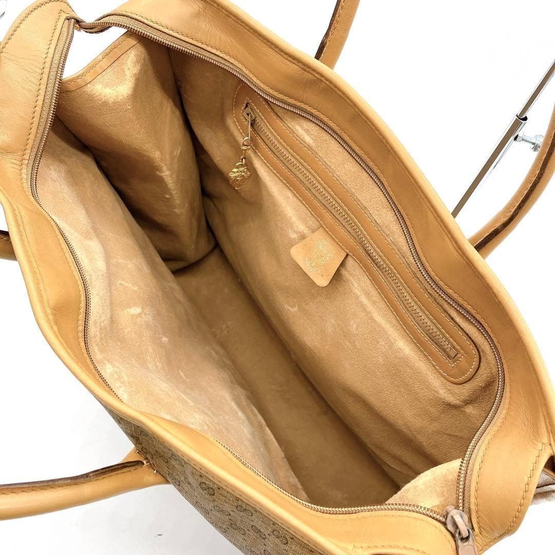 GUCCI 24.02.3858 Old Gucci Micro GG Sherry Line Tote Bag PVC Brown Made in Italy thumbnail 6