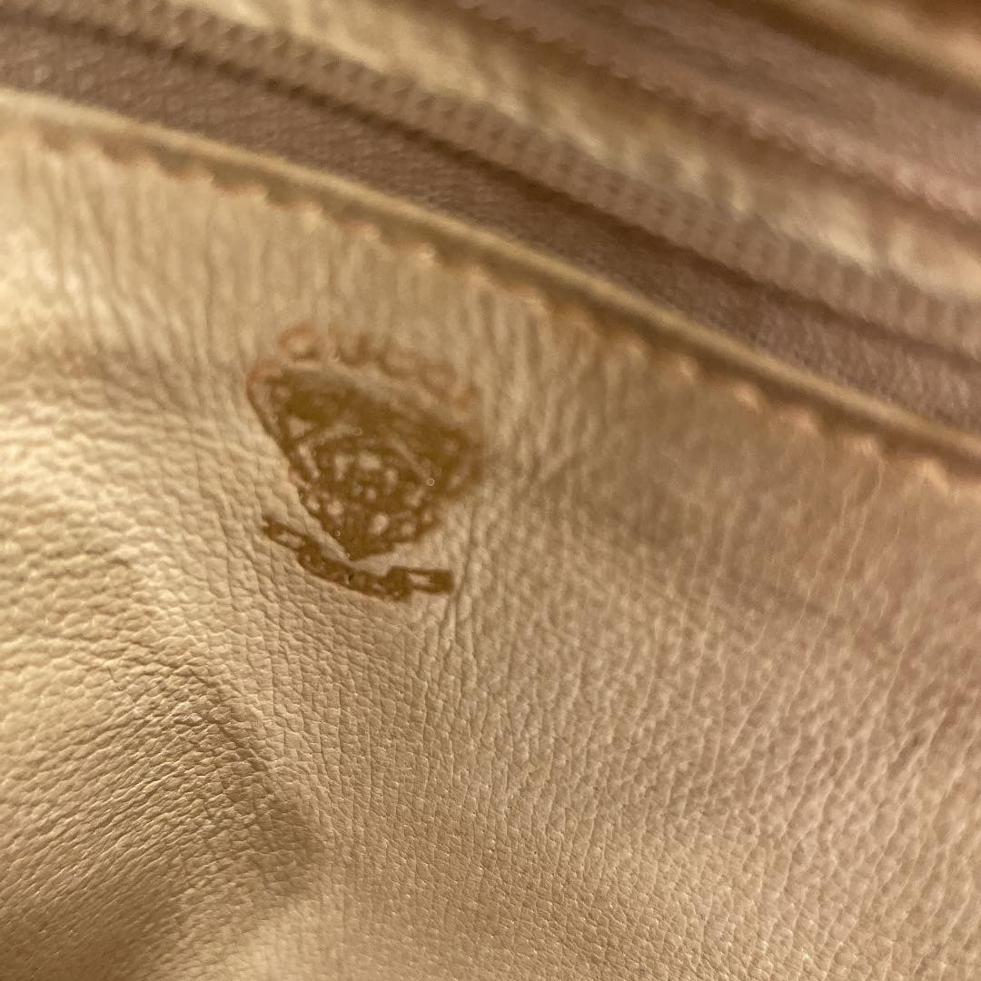 GUCCI GG Hand Bag Leather Brown Beige Gold Hardware Logo From Japan PVC thumbnail 16