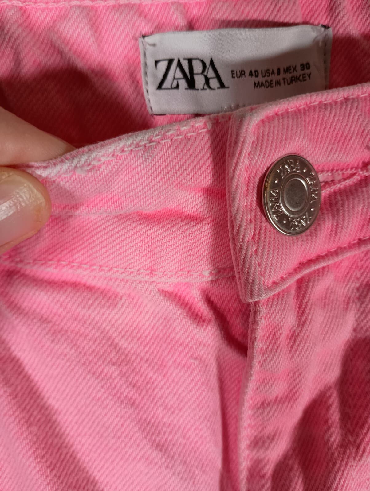 Zara Boogie Neon Pink Womens Denim Wide Leg Hippie Barbie Acid Wash Jeans Size 8 thumbnail 4