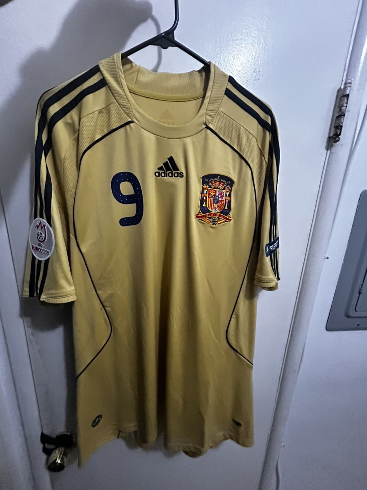 Adidas Spain 2008 Euro Fernando Torres #9 Away Jersey Football Size XL