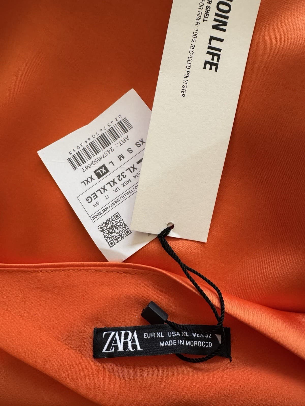NWT Zara Women's Satin Effect Draped Mini Dress Orange Size XL Bodycon thumbnail 7