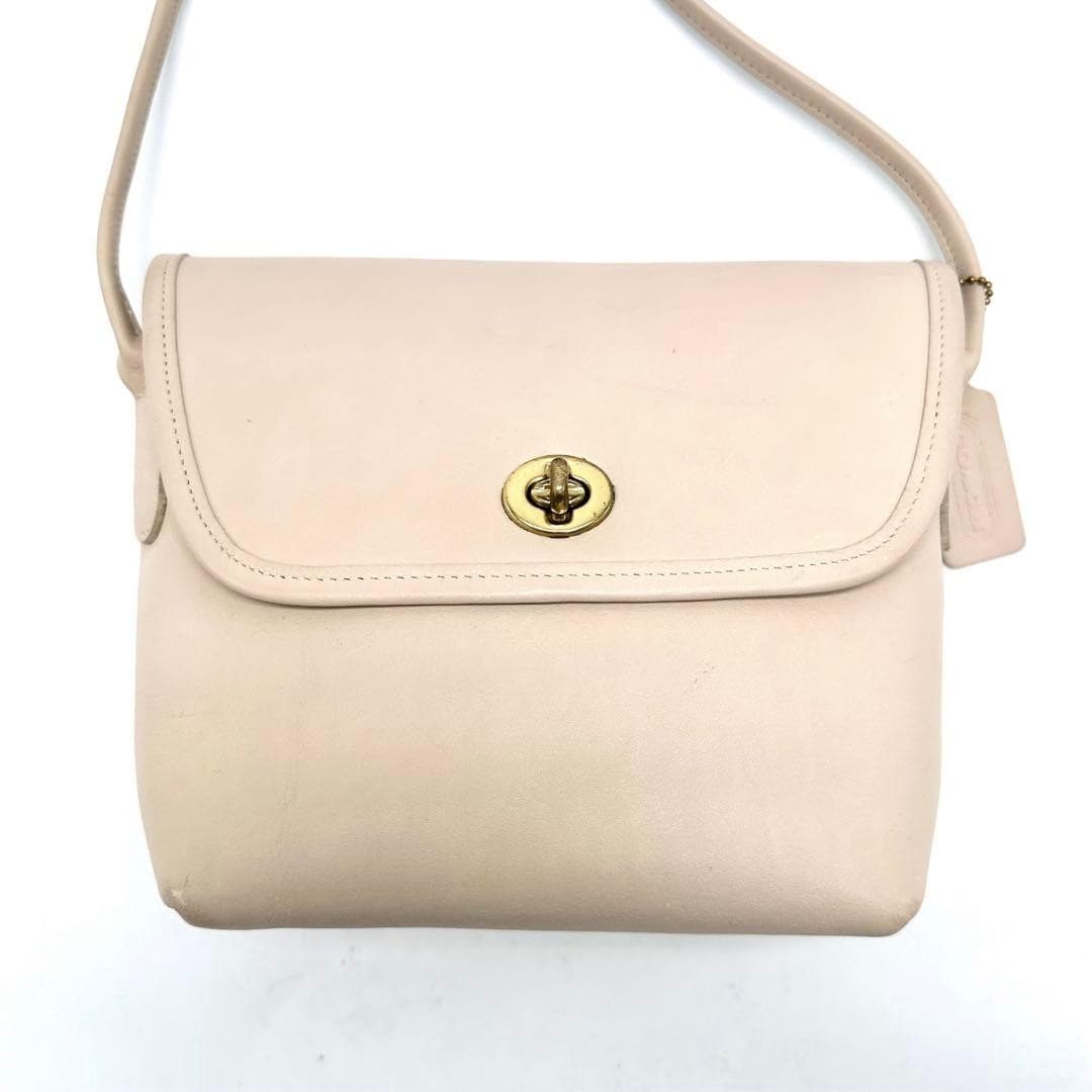 COACH 306 Vintage Shoulder Bag Turnlock Leather Irovy Gold Hardware From Japan thumbnail 15