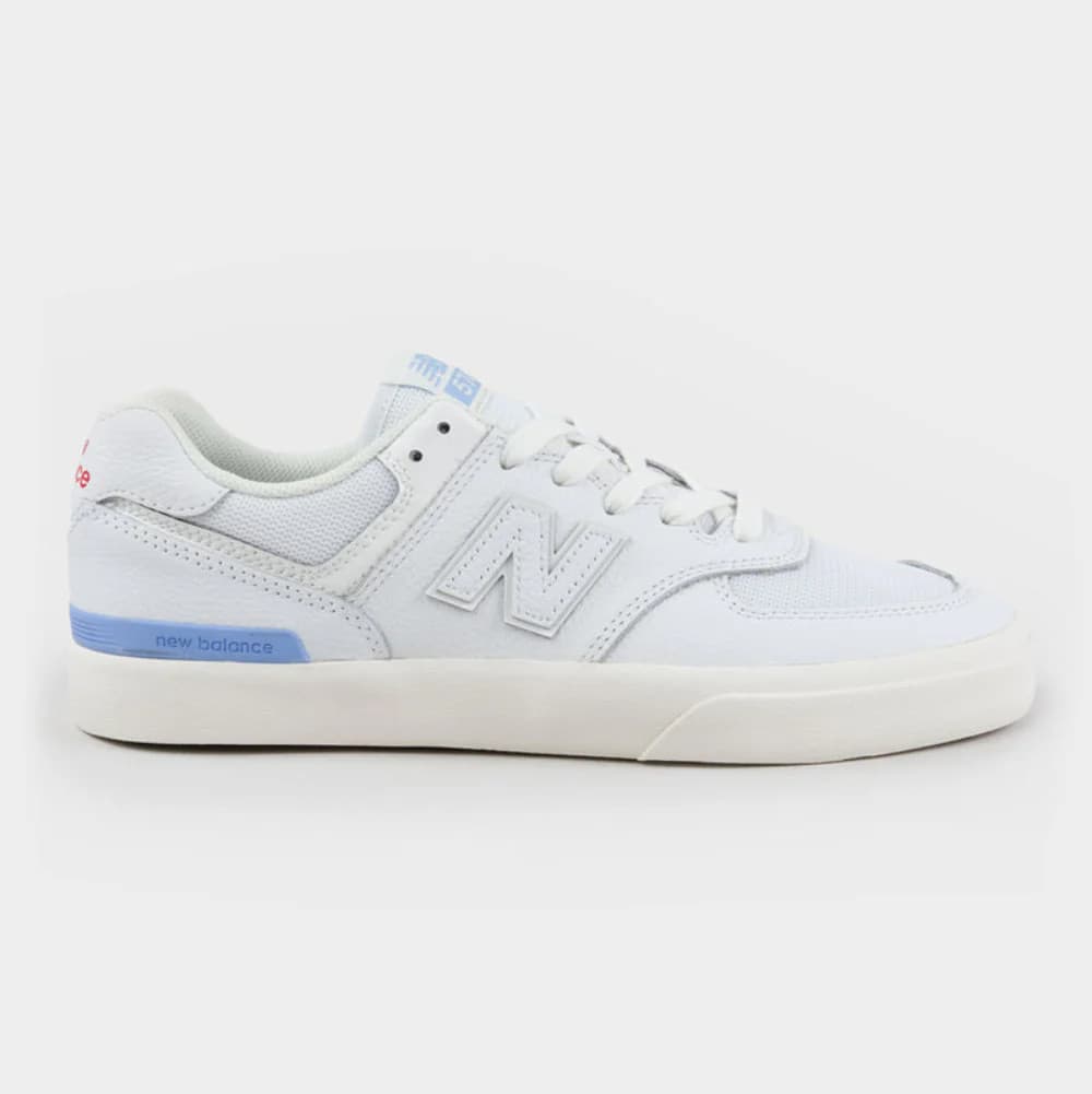 NEW BALANCE NUMERIC 574 VULC WHITE/BLUE SHOE- 574VWR