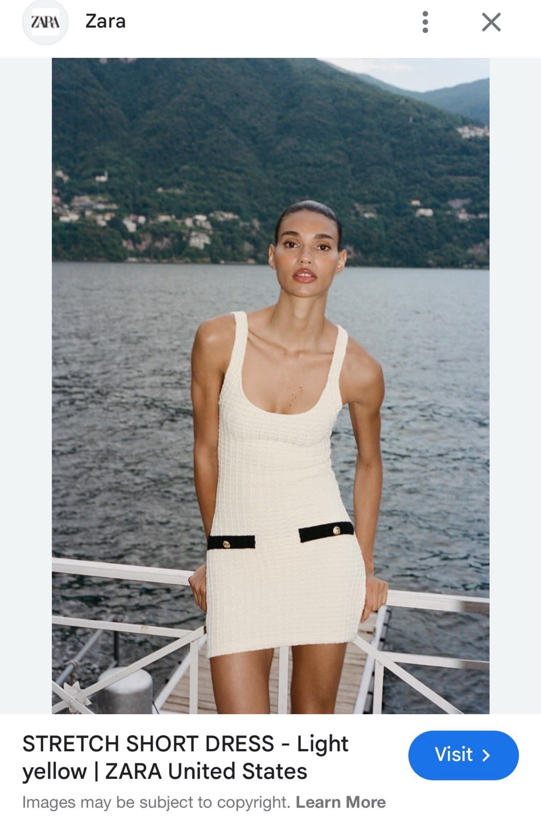 Zara STRETCH SHORT DRESS Cream and Black Size XS