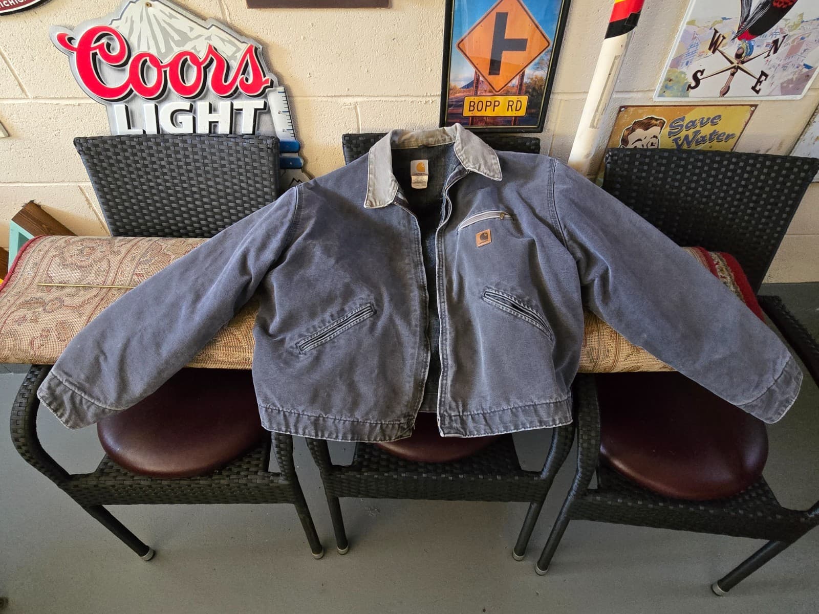 Carhartt Detroit Jacket Mens Large Petrol Gray Blanket Lined J97 PTL