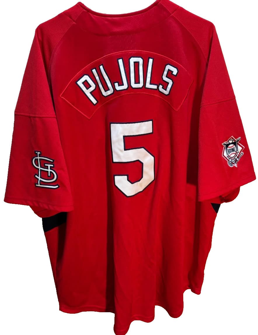 Albert Pujols #5 St. Louis Cardinals MLB Nike Vtg Red Baseball HOF Jersey 2XL