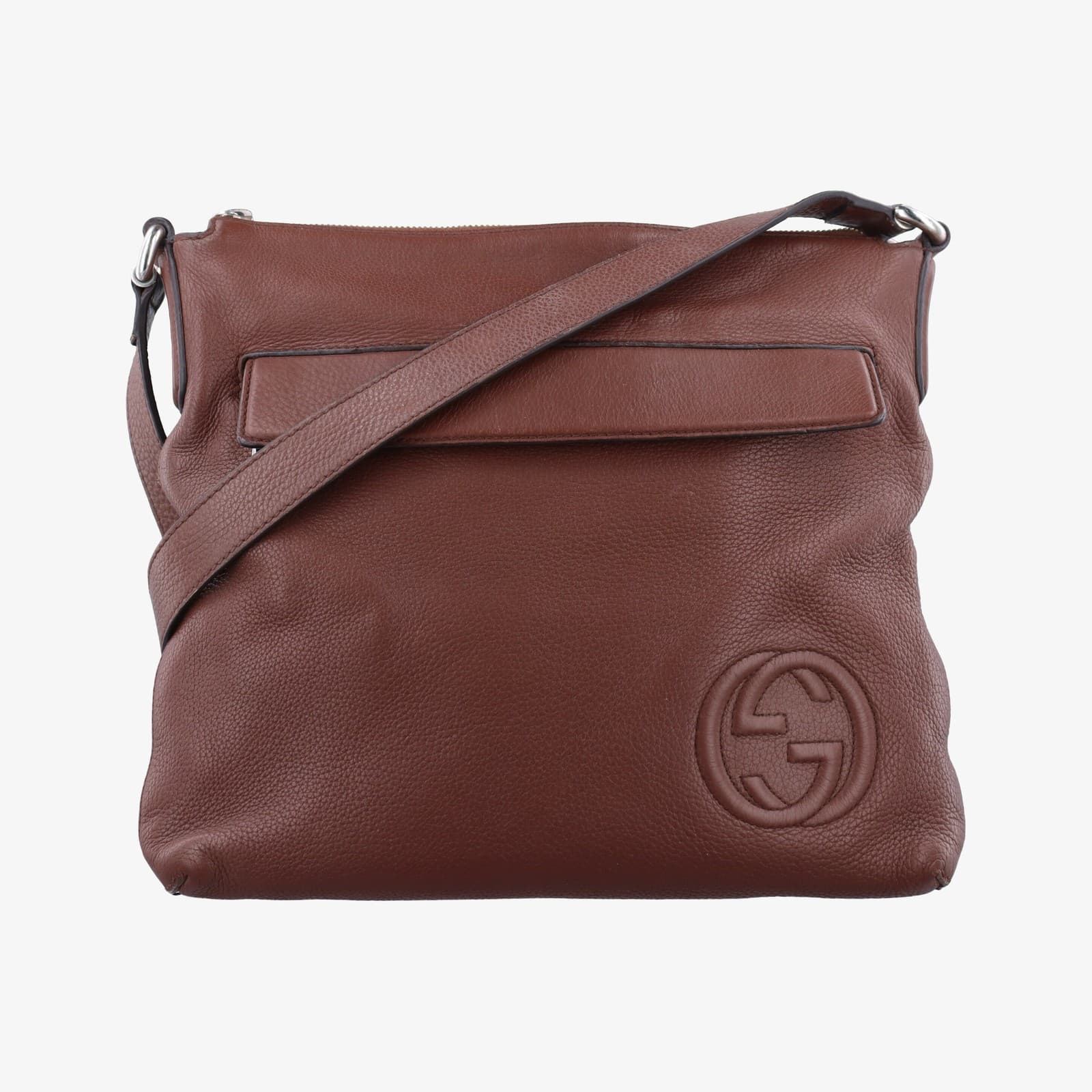 Gucci Soho Interlocking G Messenger Bag 322059 Brown Leather Preowned From Japan